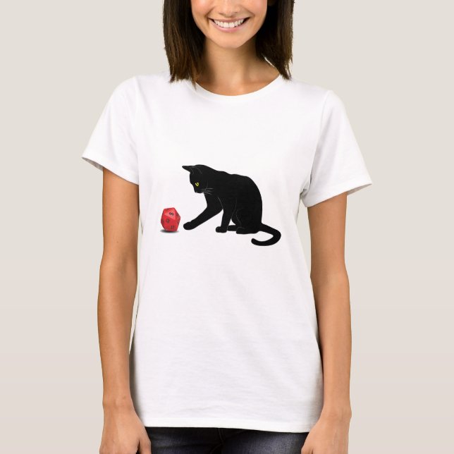T-shirt Cat Rolling Dice RPG Rôle Jeu Jeux Jeu Jeu Lov (Devant)