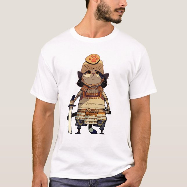 T-shirt Cat Samurai Tシャツ (Devant)