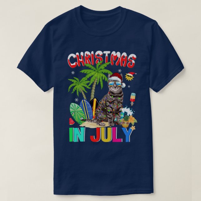 T-shirt Cat Santa Hat  (Design devant)