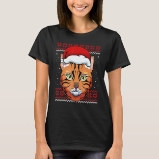 T-shirt Cat Santa Hat Ugly Christmas Pajama Cute Kitten Ki