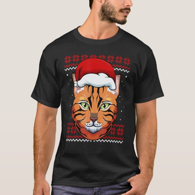 T-shirt Cat Santa Hat Ugly Christmas Pajama Cute Kitten Ki (Devant)