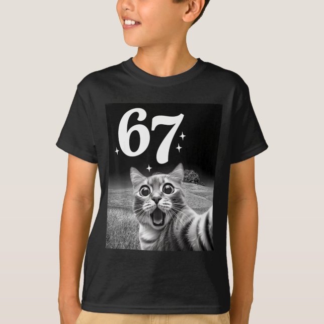 T-shirt Cat Selfie With 67 Meme Funny Cats Graphic For Men (Devant)