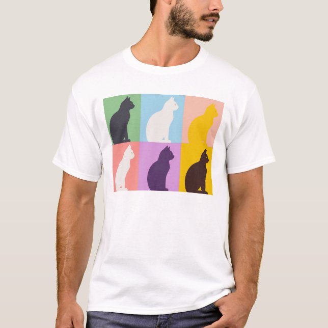 T-shirt Cat silhouette colorful (Devant)