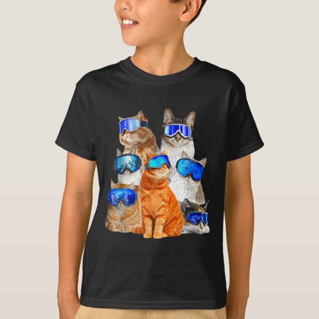 T-shirt Cat skiing funny  (Devant)