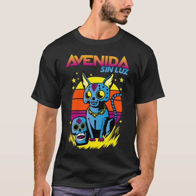 T-shirt Cat Skull Unlit Avenue Mode Design (Devant)
