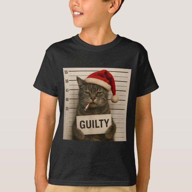 T-shirt Cat Smoking Cigarette Christmas Funny Meme Cat  (Devant)