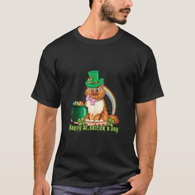 T-shirt Cat St Catricks Day Shamrock Saint Patrick's Day (Devant)