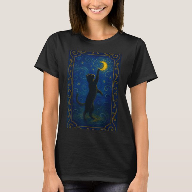 T-shirt Cat Starry Night Van Gogh Cat Funny Cat Lover Mom  (Devant)