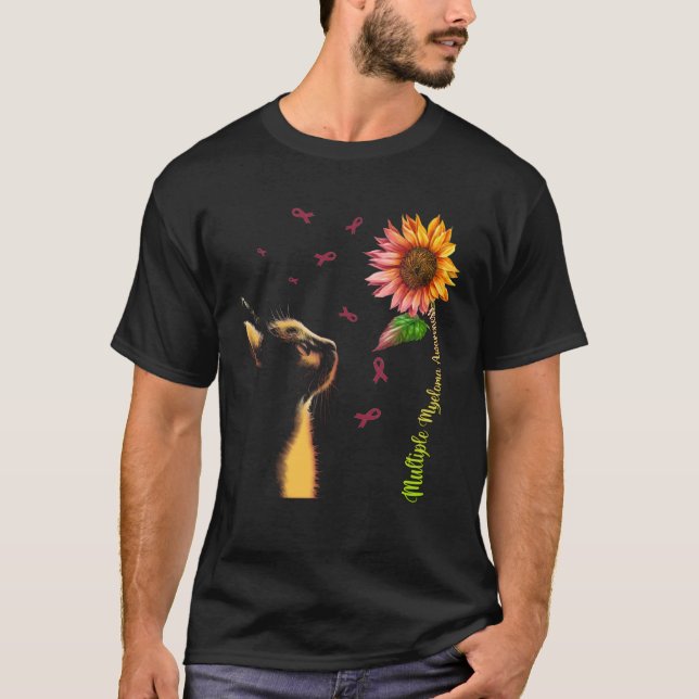 T-shirt Cat Sunflower Multiple Myeloma Awareness (Devant)