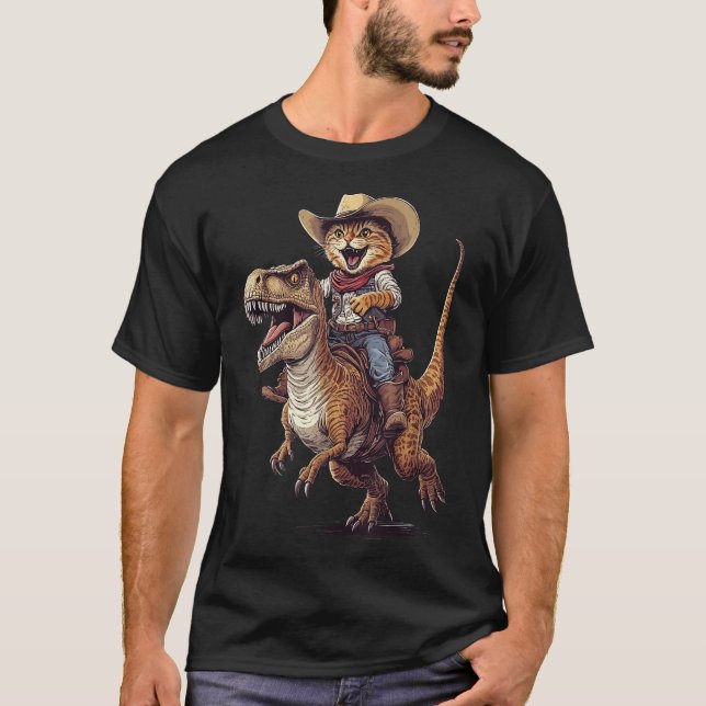 T-shirt Cat T Rex Cowboy (Devant)