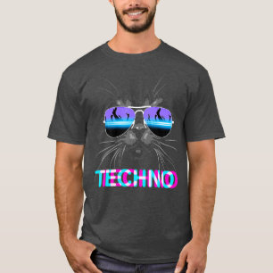T-shirt Cat Techno DJ Electro Music
