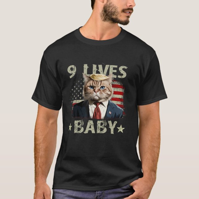 T-shirt Cat Trump 9 Vit Bébé Drôle (Devant)