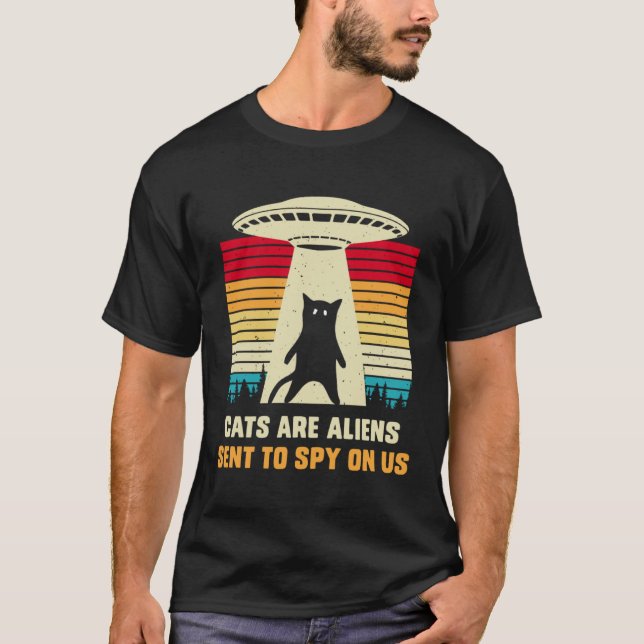 T-shirt Cat UFO Alien Abduction  Cats are Aliens UAP (Devant)