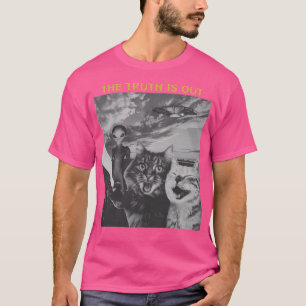 T-shirt Cat Ufo Funny Absurd Selfie Sureal Retro Vintage