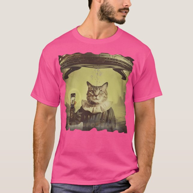 T-shirt Cat Ufo Selfie Invasion (Devant)