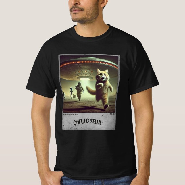T-shirt Cat UFO Selfie : Scared Kitty (T-shirt Homme) #03 (Devant)