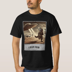 T-shirt Cat UFO Selfie : Scared Kitty (T-shirt Homme) #06
