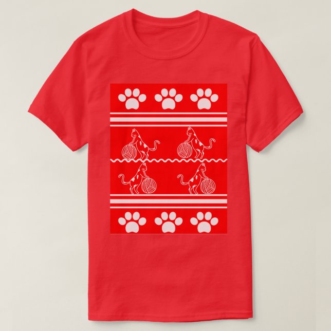 T-shirt Cat Ugly Christmas Sweater  (Design devant)