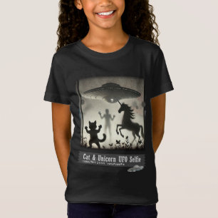 T-Shirt Cat & Unicorn UFO Selfie : Alien Ship (enfants) #0