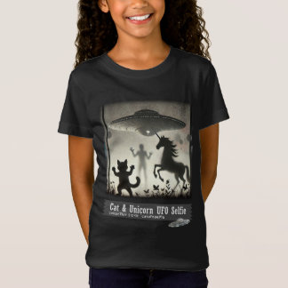 T-Shirt Cat & Unicorn UFO Selfie : Alien Ship (enfants) #0