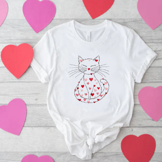 T-shirt Cat Valentine Heart Retro Funny Cute Kitten Lovers