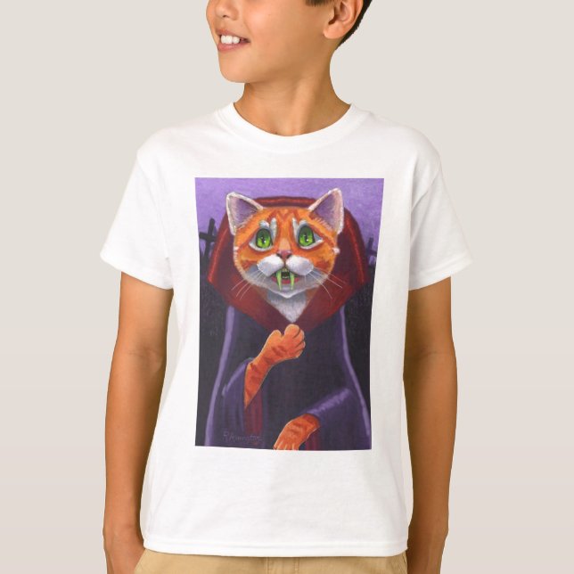 T-shirt Cat Vampire Orange Tabby (Devant)
