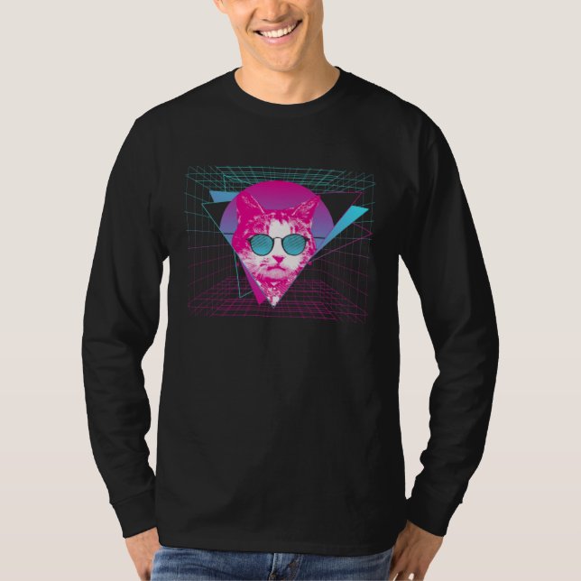 T-shirt Cat Vaporwave Cat Sunglasses Esthetic Kitten Retro (Devant)