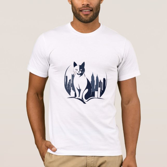 T-shirt Cat Vector Art Animal Moderne Urbain Graphique Vil (Devant)