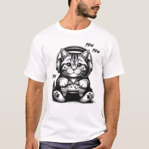 T-shirt Cat Vidéo Jeu Kitten Jeu Nerd