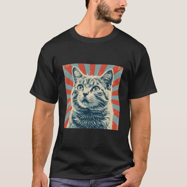 T-shirt Cat Vintage distressed poster  (Devant)