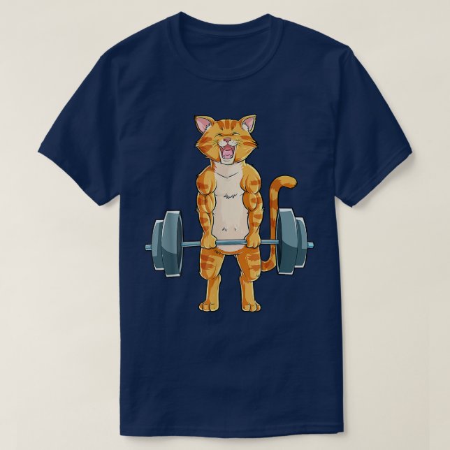 T-shirt Cat Weightlifting Powerlifting Deadlift Fitness Gy (Design devant)