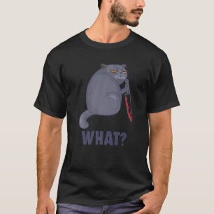 T-shirt Cat What Halloween Parti meurtrier chat avec coute