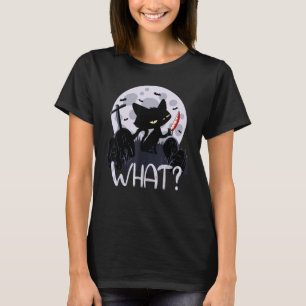 T-shirt Cat What Murderous Black Cat With Knife Halloween
