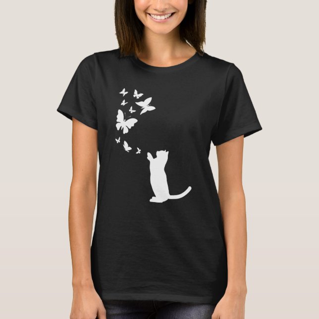 T-shirt Cat With Butterflies Cat  Cat Owner  Cute Cat (Devant)