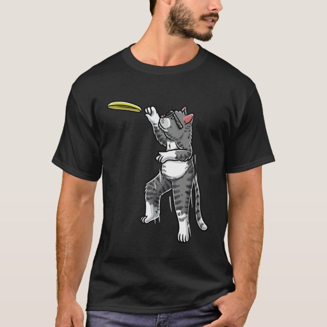 T-shirt Cat With Flying Frisbee Disc Golf Frisbee Player T (Devant)