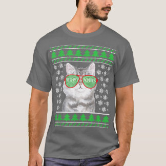 T-shirt Cat with Sunglasses Meowy Ugly Christmas Sweater