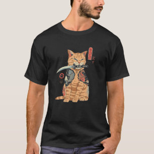 T-shirt Cat Yakuza Cat Samurai Cat Tattoo Style Japon Anim
