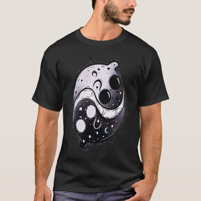 T-shirt Cat ying yang fantômes yin yang (Devant)