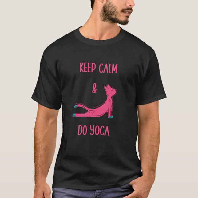 T-shirt Cat Yoga Animals Workout Calm (Devant)