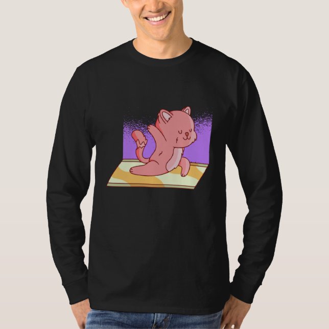 T-shirt cat yoga cute (Devant)