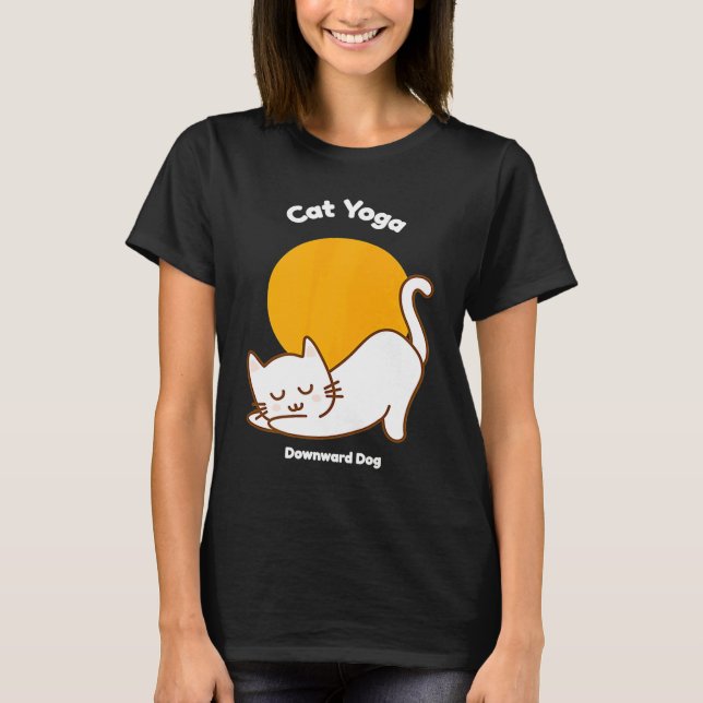 T-shirt Cat Yoga Downward Dog Kitty Humour  Kitten Workout (Devant)