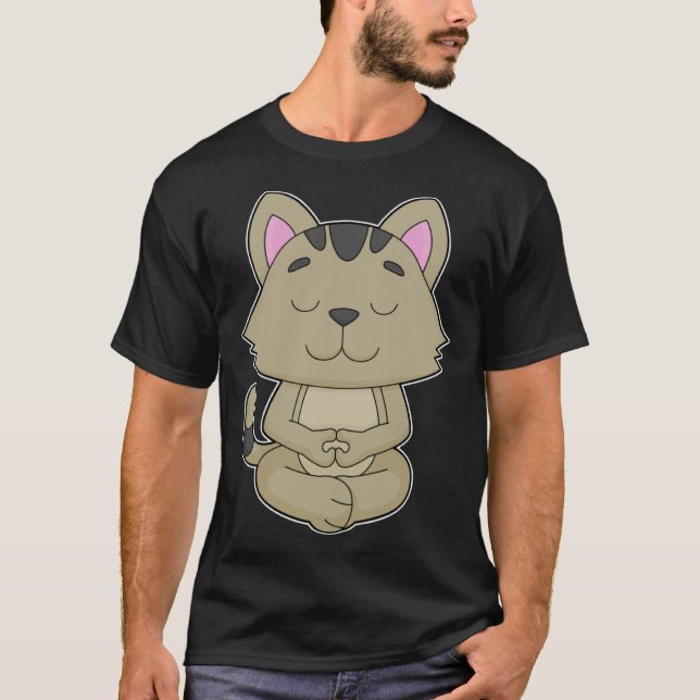 T-shirt Cat Yoga Fitness Meditation (Devant)