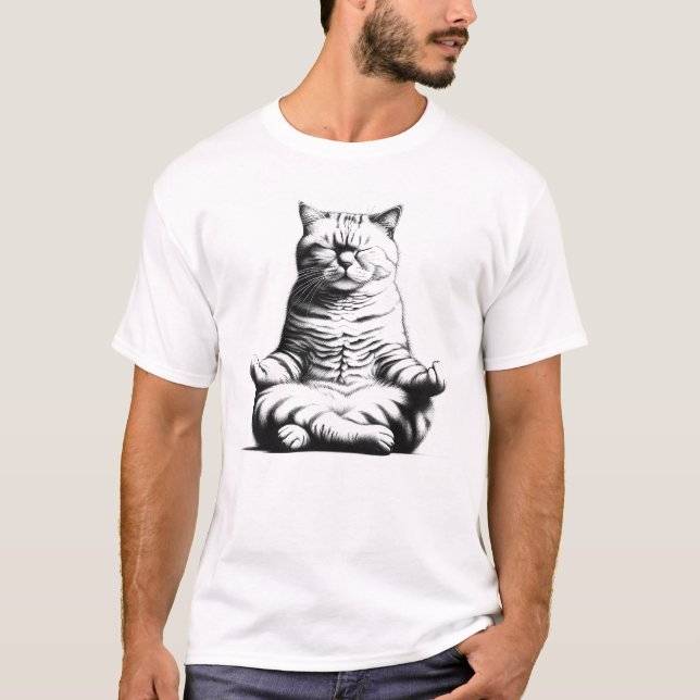 T-shirt Cat Yoga Poses Méditation Gymnase Fitness Drôle Ch (Devant)