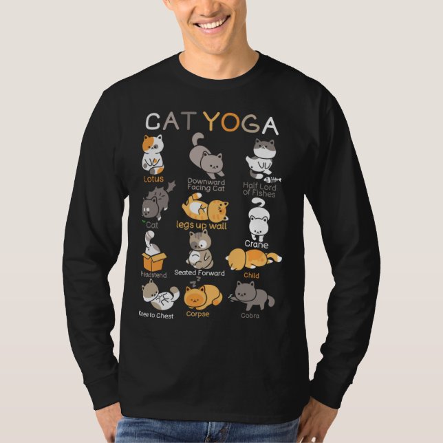 T-shirt Cat Yoga Poses Zen Meditation Namaste Kitten Cat (Devant)