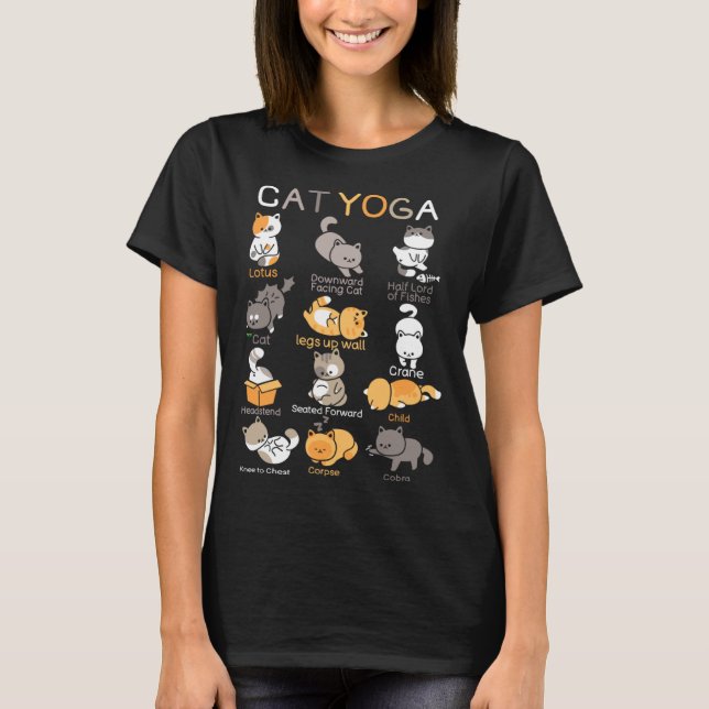 T-shirt Cat Yoga Poses Zen Meditation Namaste Kitten Cat (Devant)