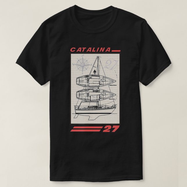T-shirt Catalina 27 Plan de la ligne de voilier (Design devant)