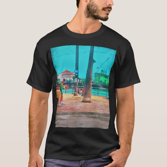 T-shirt Catalina Island Avalon Ca Green Pier et Casino (Devant)