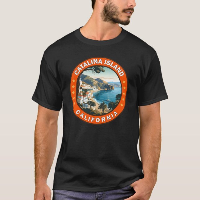 T-shirt Catalina Island California Travel Art Badge (Devant)