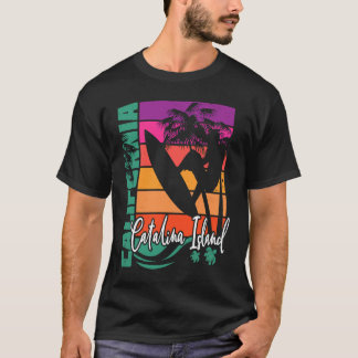 T-shirt Catalina Island Californie Coucher de soleil Rétro
