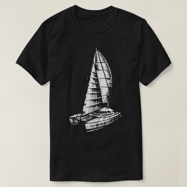 T-shirt Catamaran Bateau Vieux Voilier Bateau Océan Plaisi (Design devant)